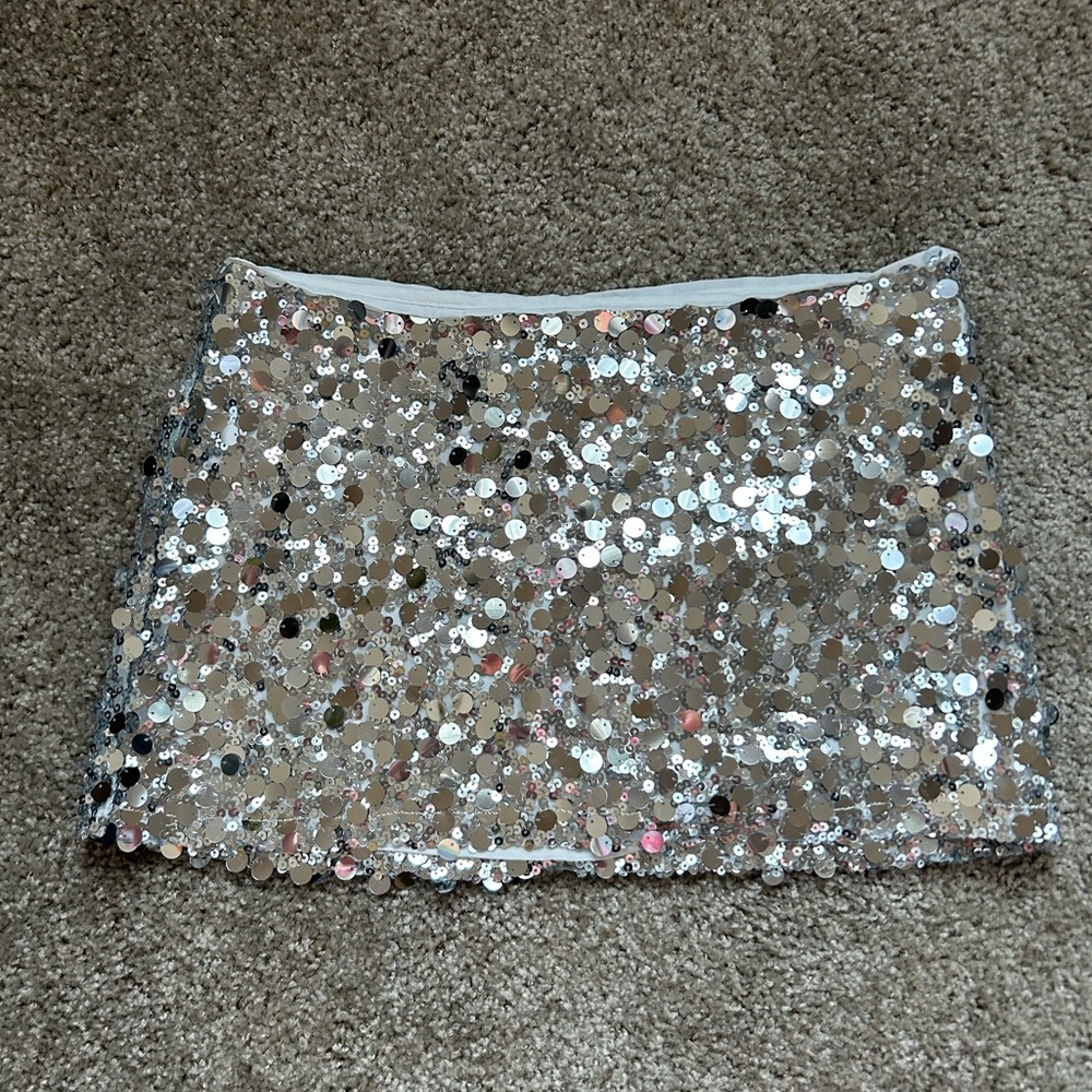 Superdown Ishani Silver Sequin Micro Mini Skirt - image 4